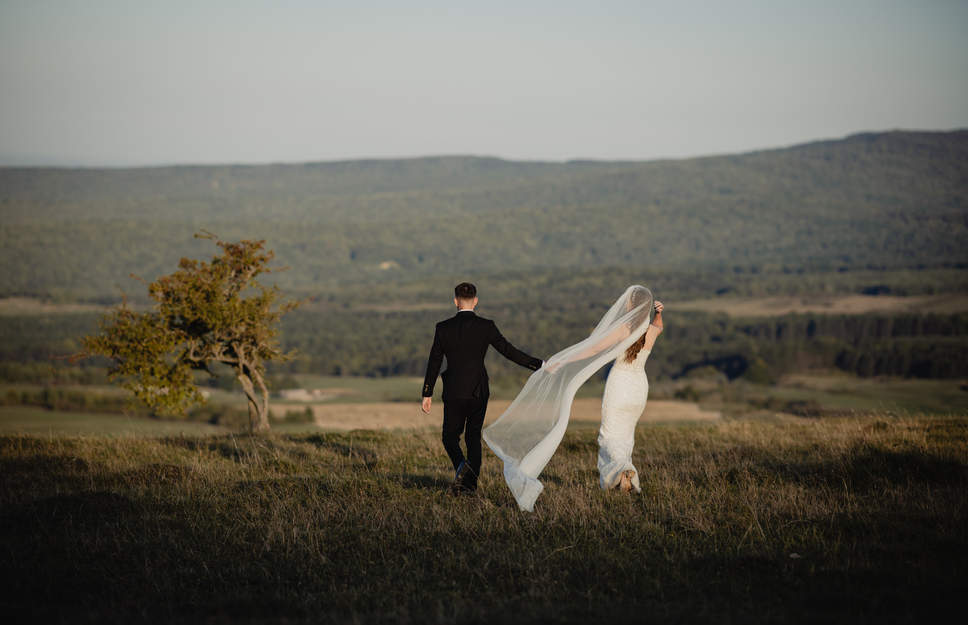After wedding — miri pe deal, voal în vânt